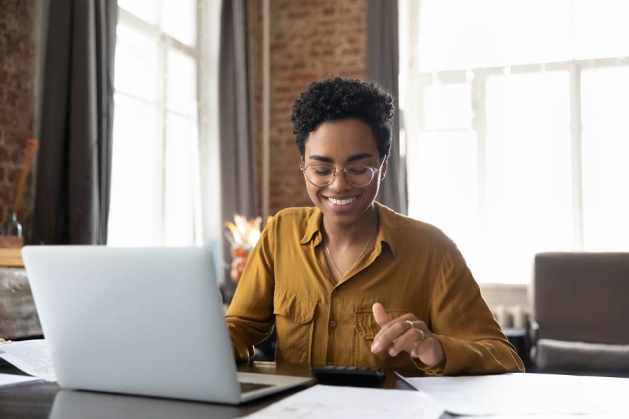 person working at laptop