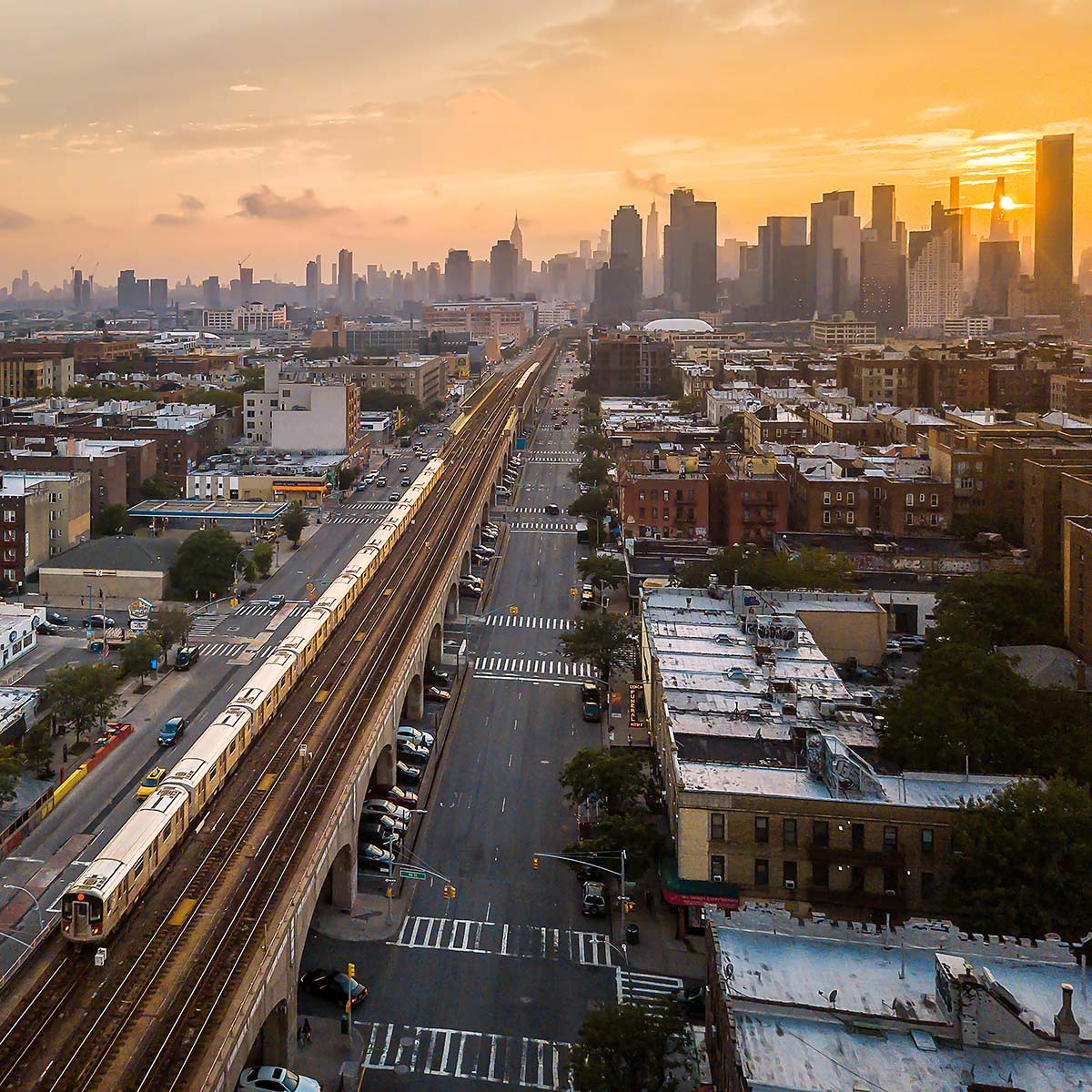 View of Astoria Queens at dawn